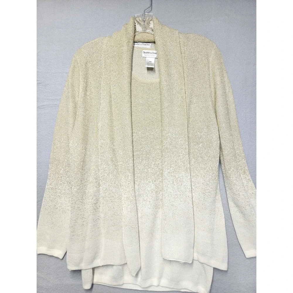 Drapers & Damons Petites Gold Ombre Metallic Cardigan & Tank Set PM Womens